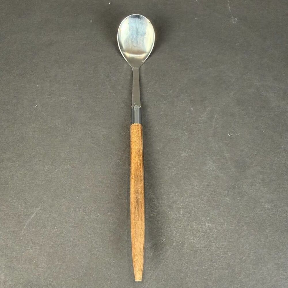 Vintage Mid-Century Modern (MCM) Stainless Steel 8" Spoon with Wood Handle,Japan